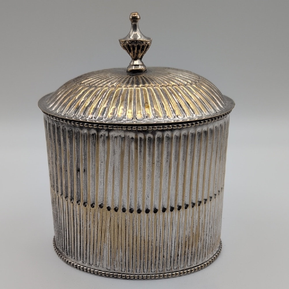 Silver and Gold Toned Decorative Trinket Jewelry Box